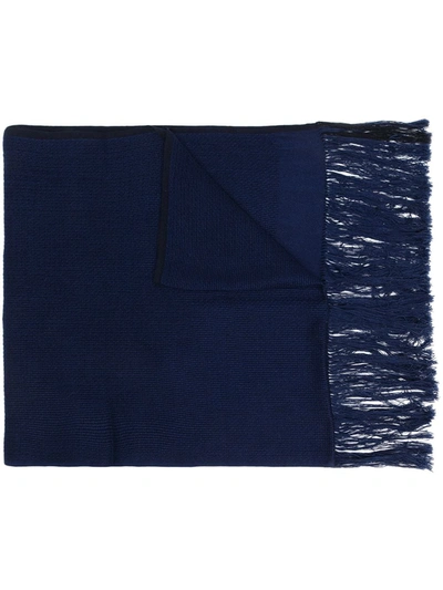 Shop Norlha Fringed-edge Scarf In Blue