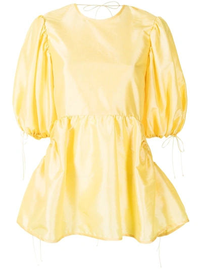 Shop Cecilie Bahnsen Lulu Peplum Tunic Top In Yellow