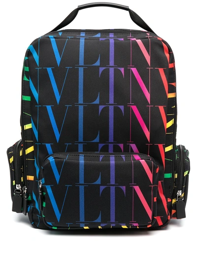 Shop Valentino Vltn Logo-print Backpack In Black