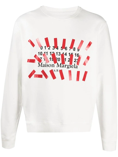 Shop Maison Margiela Number-print Logo Sweatshirt In White