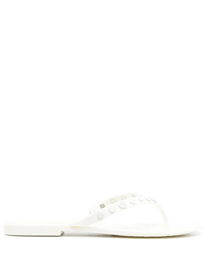 Shop Tory Burch Studded Jelly Flip Flops In White