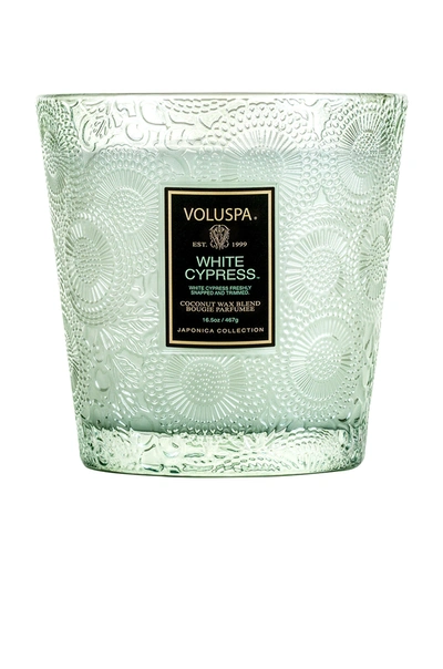 Voluspa White Cypress Boxed 2 Wick Glass Candle In White Cypress