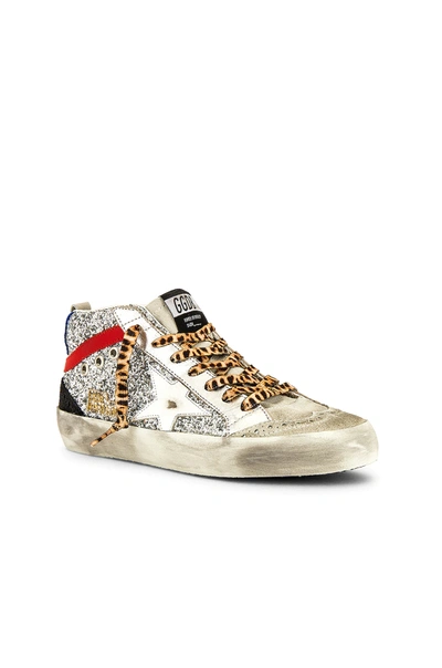 Shop Golden Goose Mid Star Glitter Sneaker In Silver  Red & Black