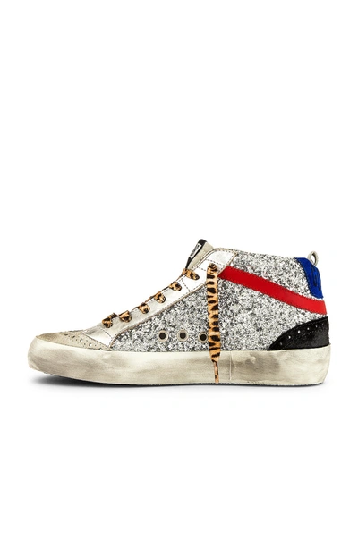 Shop Golden Goose Mid Star Glitter Sneaker In Silver  Red & Black