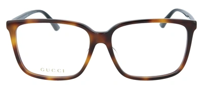 Shop Gucci Gg0019oa-30001032004 Square/rectangle Eyeglasses In Clear