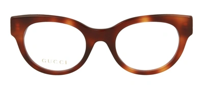 Shop Gucci Gg0209o-30001771002 Round/oval Eyeglasses In Clear