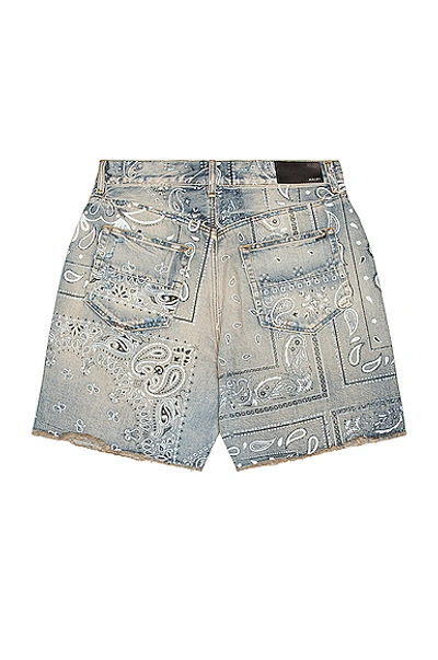 Shop Amiri Screen Print Bandana Shorts In Clay Indigo