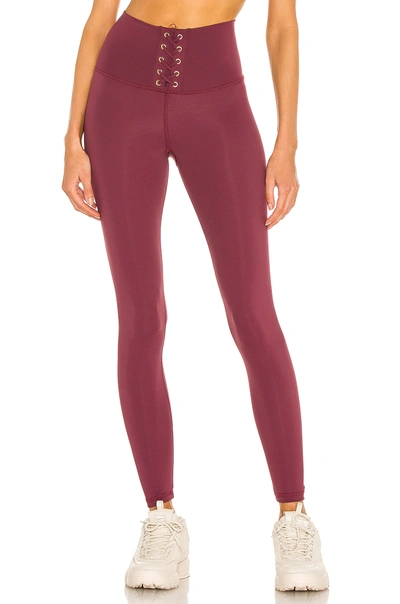 Shop Strut This Mcguire Lace Up Legging In Pinot Satin