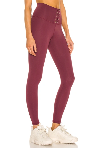 Shop Strut This Mcguire Lace Up Legging In Pinot Satin