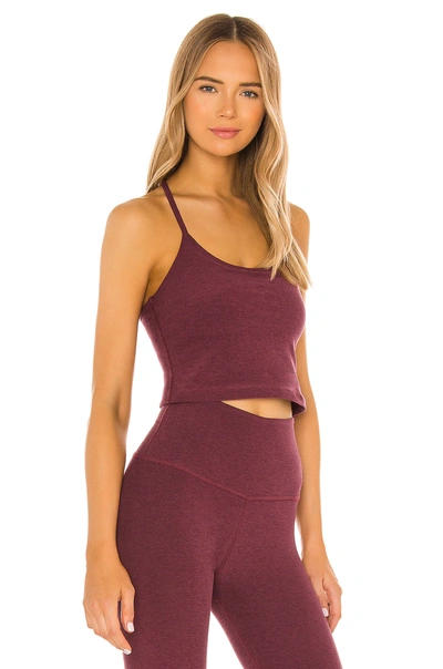 Shop Beyond Yoga Spacedye Slim Racerback Cropped Tank In Deep Merlot