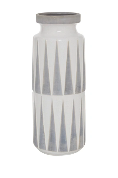Shop Willow Row White Ceramic Vase With Triangle Patterns In Multi