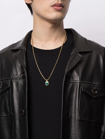 Nialaya Jewelry Square Malachite Pendant Necklace In Gold