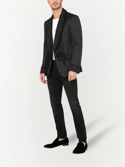 Shop Dolce & Gabbana Jacquard Tuxedo Blazer In Black