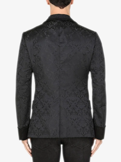 Shop Dolce & Gabbana Jacquard Tuxedo Blazer In Black