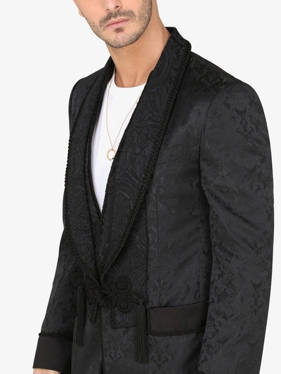 Shop Dolce & Gabbana Jacquard Tuxedo Blazer In Black