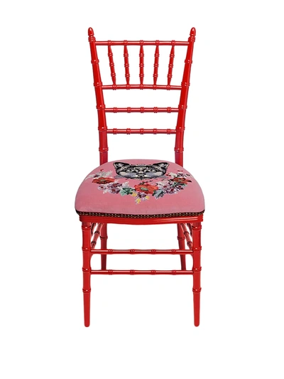 Shop Gucci Chiavari Cat-print Chair In Red