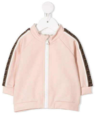 Shop Fendi Logo-trim Sweatshirt In Pink