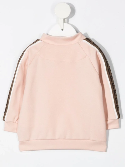 Shop Fendi Logo-trim Sweatshirt In Pink