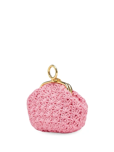 Shop Fendi Crochet Design Coin Purse In Pink