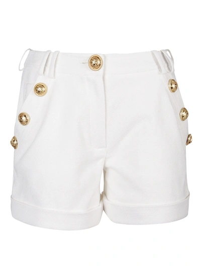 Shop Balmain Pique Shorts In White