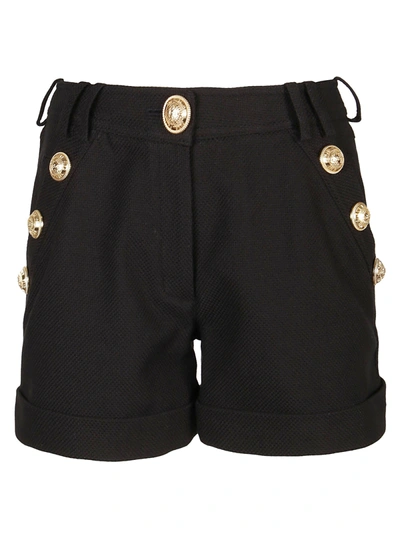 Shop Balmain Pique Shorts In Black