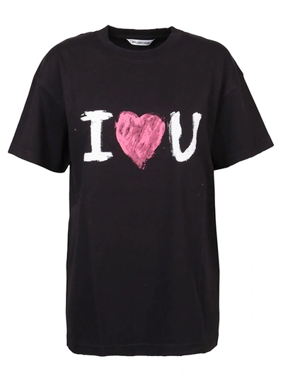 Shop Balenciaga Medium Fit I Love You T-shirt In Black/white