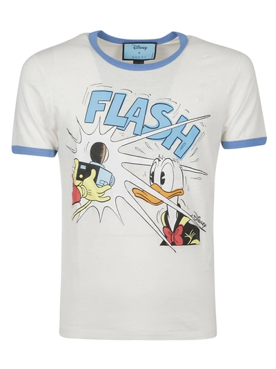 Shop Gucci Donald Duck Printed T-shirt In Ivory/mix