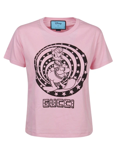 Shop Gucci Printed Cotton T-shirt In Sugar Pink