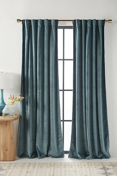Shop Anthropologie Velvet Louise Curtain By  In Blue Size 108"