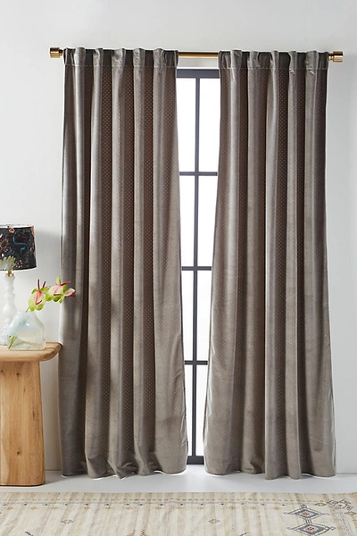 Shop Anthropologie Velvet Louise Curtain By  In Grey Size 50x63