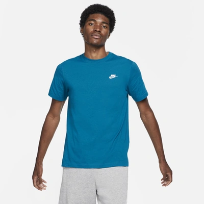Shop Nike Sportswear Club Men's T-shirt In Green Abyss,white