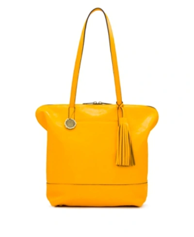 Shop Patricia Nash Leather Brights Rochelle Satchel In Goldenrod Yellow