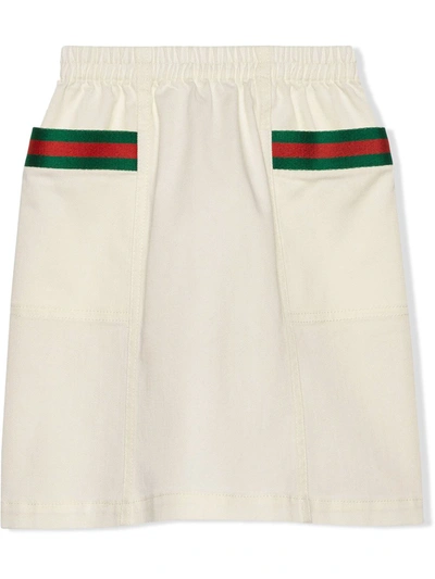 Shop Gucci Web-detail Skirt In White