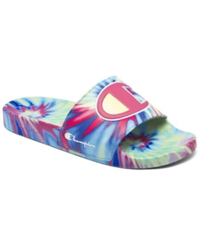 Shop Champion Women's Ipo Tie-dye Slide Sandals From Finish Line In Pink, Yellow, Multi