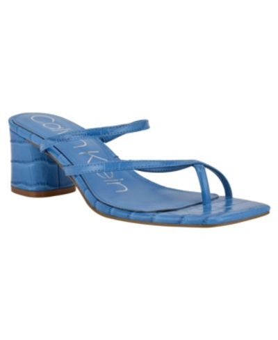 Shop Calvin Klein Women's Becca Slip-on Strappy Dress Sandals Women's Shoes In Light Blue Croco