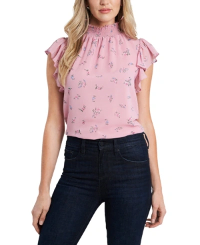Shop 1.state Flutter-sleeve Floral Printed Blouse In Calico Rose Pink
