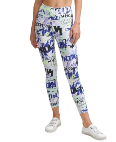 Shop Calvin Klein Performance Printed High-waist 7/8 Length Leggings In City Tag Orchid