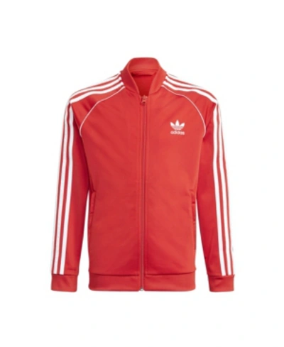 Shop Adidas Originals Big Boys Adicolor Sst Track Jacket In Scarlet, White