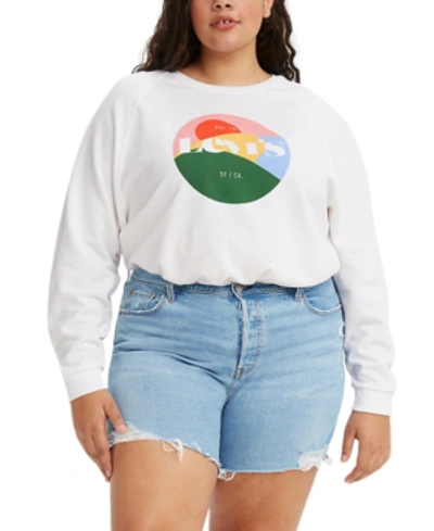 Shop Levi's Trendy Plus Size Vintage-style Logo Sweatshirt In Circle Logo White