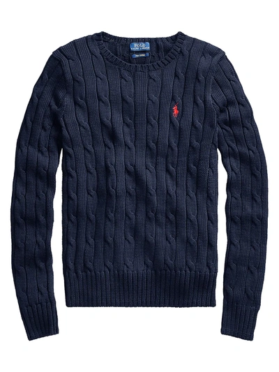 Shop Polo Ralph Lauren Julianna Classic Cable Knit Sweater In Navy