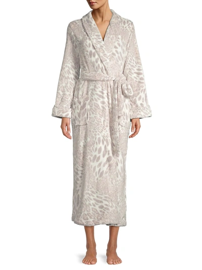Shop Natori Women's Chestnut Leopard Print Plush Robe In Cheetah