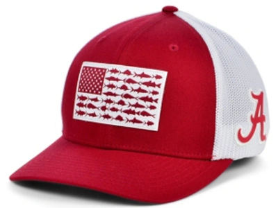 Shop Columbia Alabama Crimson Tide Pfg Fish Flag Stretch-fitted Cap In Crimson/white