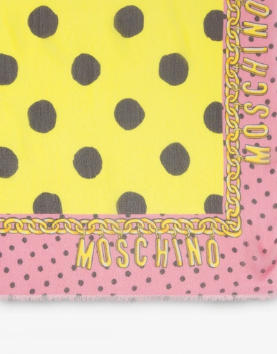 Shop Moschino Polka Dots Muslin Scarf In Bluette
