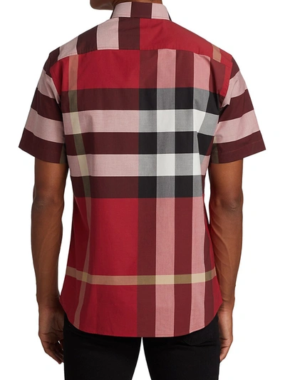 Burberry Somerton Nova-check Cotton-blend Poplin Shirt In Parade Red Check  | ModeSens