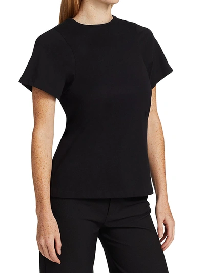 Totême Toteme Monogram-embroidered Curved T-shirt Women In Off White
