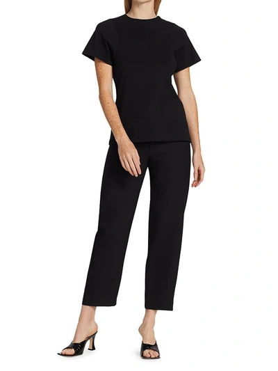 Totême Toteme Monogram-embroidered Curved T-shirt Women In Off White