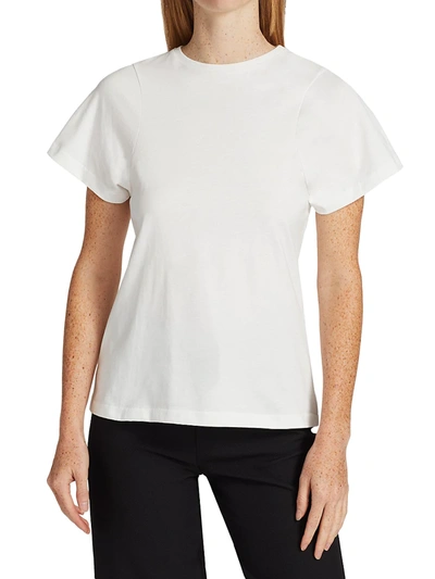Totême Toteme Monogram-embroidered Curved T-shirt Women In Off White