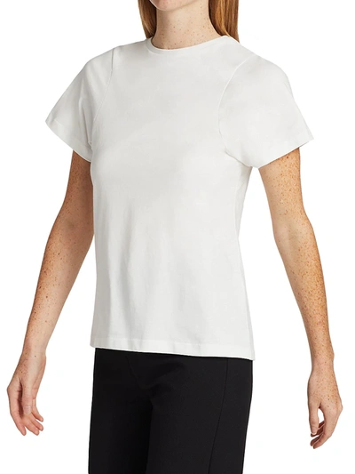 Totême Toteme Monogram-embroidered Curved T-shirt Women In Off White