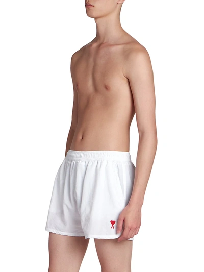 Shop Ami Alexandre Mattiussi Men's Ami De Coeur Swim Shorts In Blanc