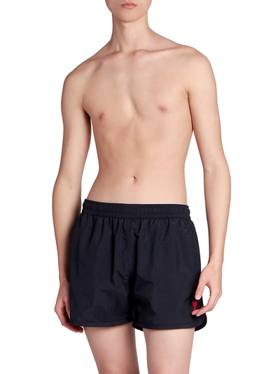 Shop Ami Alexandre Mattiussi Men's Ami De Coeur Swim Shorts In Blanc